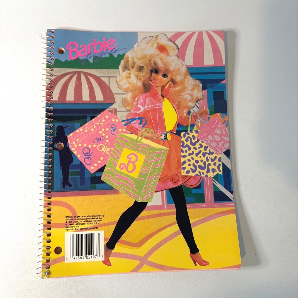 Vintage 1991 Barbie for Girls Spiral Notebook 50 Sheets NEW 90s